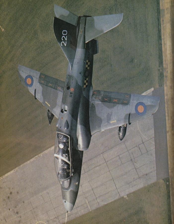 Brawdy Hawk, XX220, is seen in the colour plate flying low over its South Wales base. Photograph Philip Birtles