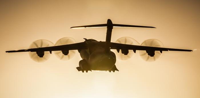RAF A400M taking off from Cyprus