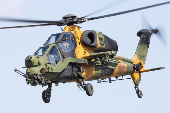 The domestically produced TAI T129 ATAK acted in the role of rescue escort during the operation which saw them strafe the weapons range with their potent 20mm cannon