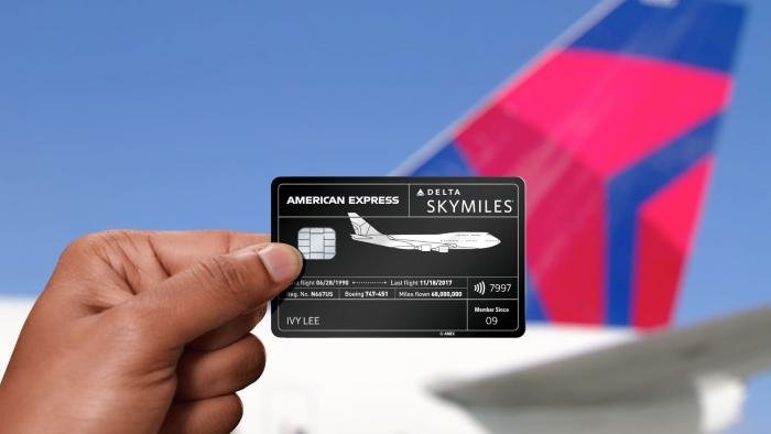 The new credit card contains metal from a former Northwest Airlines and Delta Air Lines Boeing 747-400