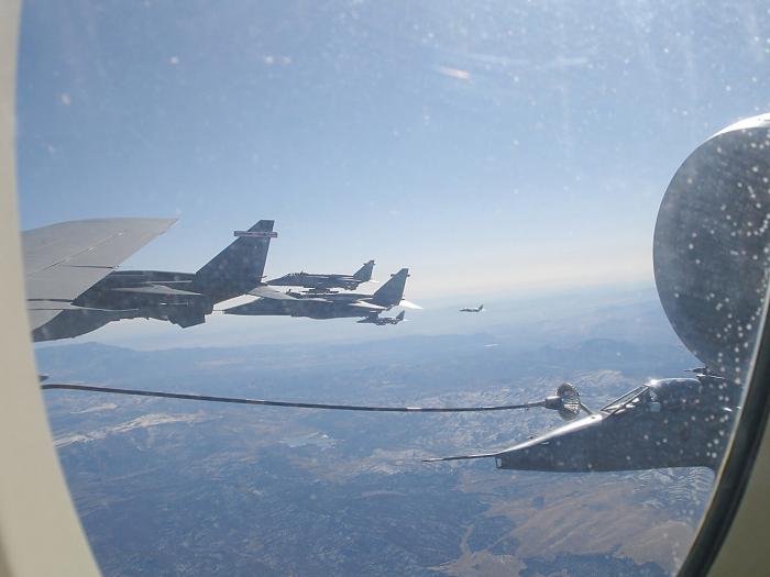 Jaguars forming on a VC10 to refuel.