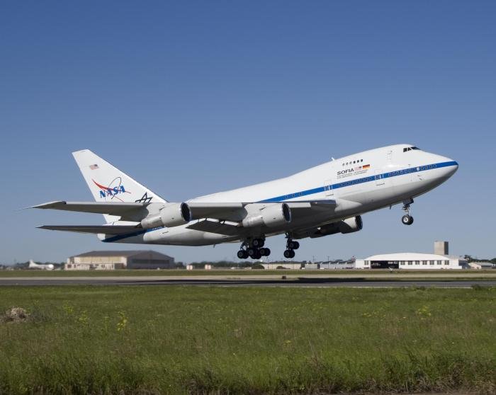 April 26, 2007: Boeing 747SP-21 N747NA climbs away from TSTC Waco Airport for the first time with the SOFIA observatory on board in the hands of NASA pilot Gordon Fullerton, co-pilot Bill Brockett, flight engineer Larry LaRose, flight test engineer Marty Trout and L-3 flight test analyst Don Stonebrook.