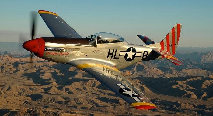 TF-51 Mustang 44-63865 flying in the US following restoration.