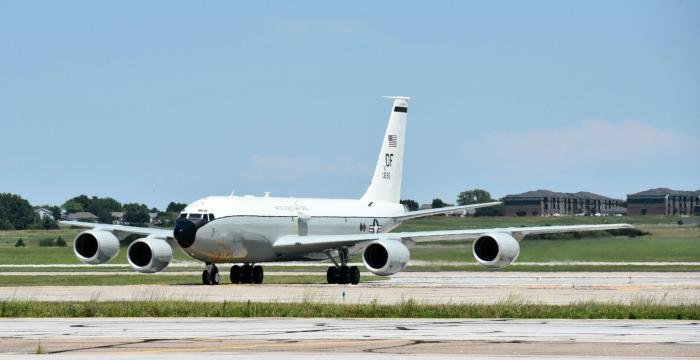 The first of three new WC-135R Constant Phoenix aircraft for the US Air Force, serial number 64-14836, arrives at Lincoln Municipal Airport, Nebraska, on July 11 to join the 55th Wing after being converted by L3Harris Technologies at its facility in Greenville, Texas
