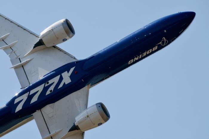 The 777X performed its signature move – first seen at the Dubai Airshow in November last year – which is a wing over like manoeuvre that gives the impression the airliner has banked beyond 90 degrees.