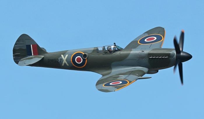 Richard Grace airborne in Spitfire XIV RM927 over Sywell during a test flight on 14 July, with power supplied by a newly overhauled Rolls-Royce Griffon 65.