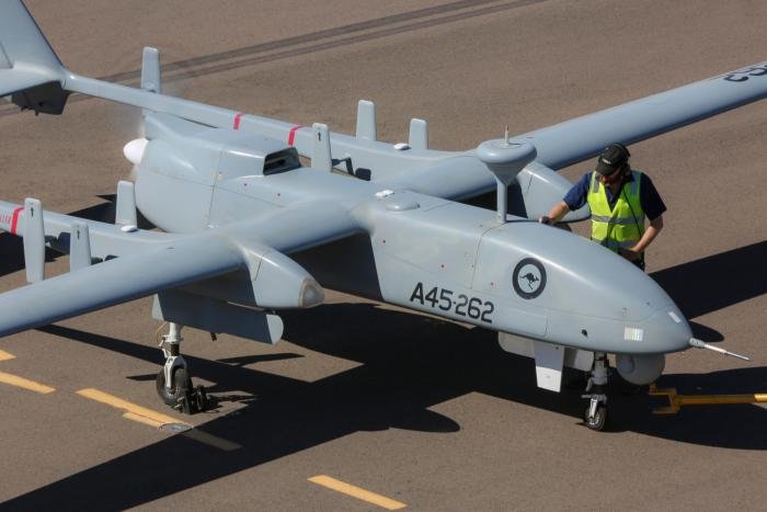 An Australian IAI Heron I MALE UAV (serial A45-262) taxis in at RAAF Base Woomera in South Australia following a sortie on April 6, 2017. The Royal Australian Air Force retired the Heron I from operational service shortly after. The Czech Republic intends to acquire three such examples by the end of this year to fulfil its own aerial reconnaissance requirements.