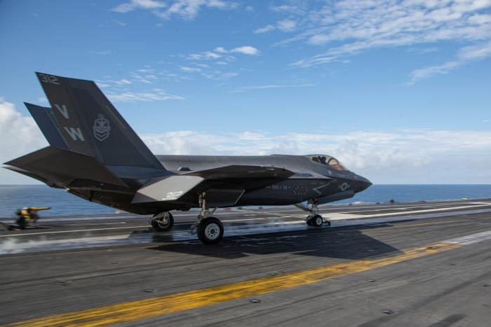 This USMC-operated F-35C Lightning II (assigned to VMFA-314 'Black Knights') launches from the USS Abraham Lincoln (CVN-72) for a routine mission in the US 3rd Fleet's area of operations (AO) on November 23, 2021. The unit returned home to MCAS Miramar, California, on August 15, 2022, following the conclusion of this deployment.