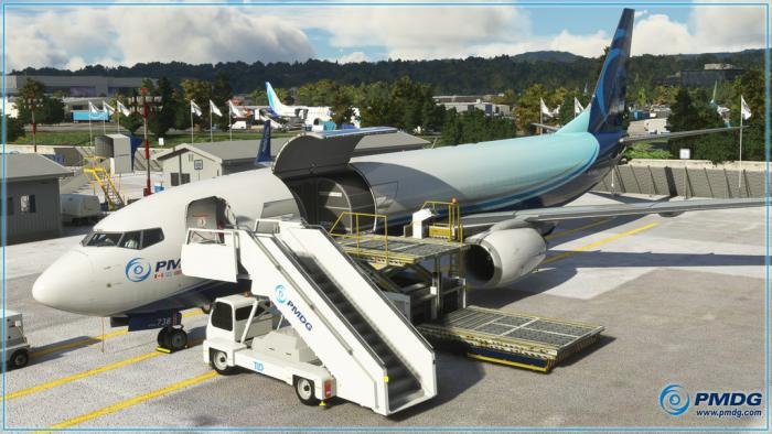 A full set of ground equipment for each aircraft type in featured, including passenger servicing vehicles, VIP vehicles for the BBJ and cargo handling equipment for the BDSF as well as the BCF.