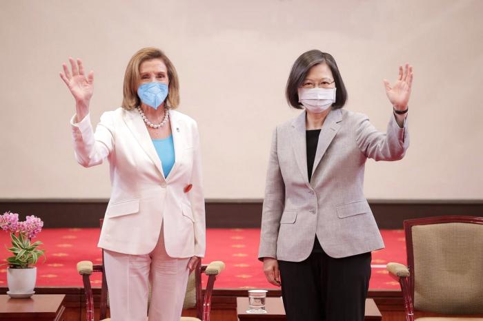 Taiwanese president Tsai Ing-wen with US Speaker of the House Nancy Pelosi in Taipei on August 3, 2022. 