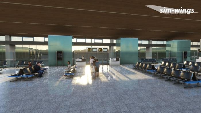 The terminal includes interior modelling with 3D people.
