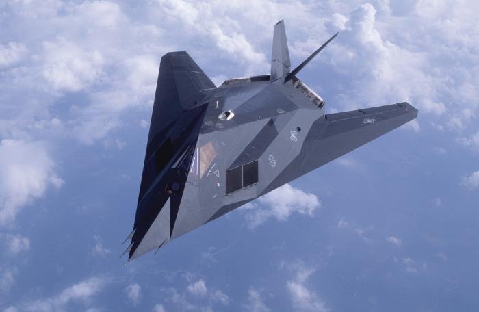 The lighting on this F-117 shows off to good effect the faceted design which made the aircraft stealthy.