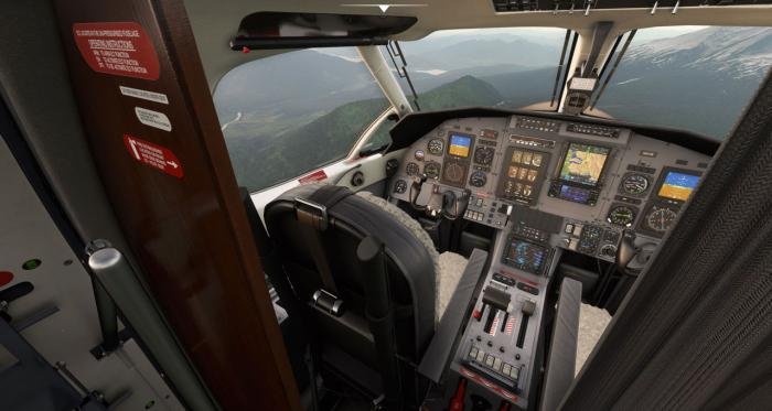The 3D cockpit is equipped with Avidyne EX600 avionics.