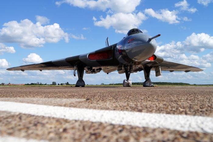 Vulcan XH558 on the Doncaster Sheffield Airport ramp.