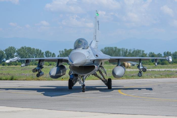 A Lockheed Martin F-16CM Fighting Falcon from the USAF's 555th Fighter Squadron 'Triple Nickel' taxis off the flightline at Graf Ignatievo Air Base, Bulgaria, before departing for a mission during Exercise Thracian Star 21 on July 9, 2021. Before the end of this decade, Graf Ignatievo will become synonymous with the F-16 Block 70/72 when it enters operational service in 2027.