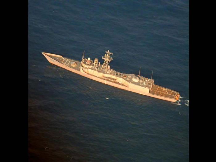 The ex US Navy Destoyer, USS Boone was used as a target during the SINKEX in the North Atlantic