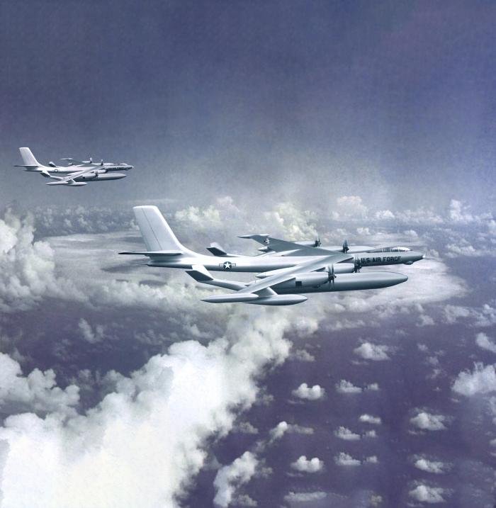 A rendering of two Douglas D-1211s in flight.