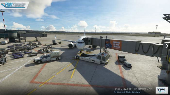 The terminal comes with animated jetways.