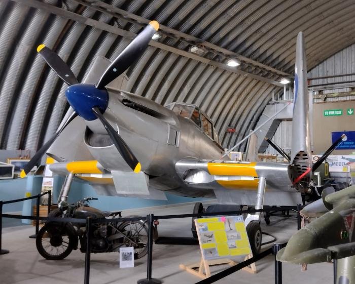 Among the exhibits in the hangar is reconstructed Boulton Paul Balliol T2 WN149.