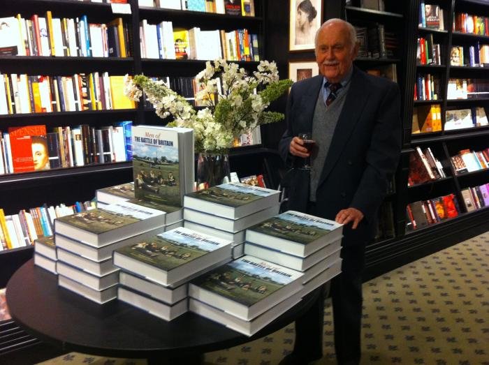 Kenneth G Wynn, with copies of the third edition of Men of the Battle of Britain, at a launch event in London, September 2015