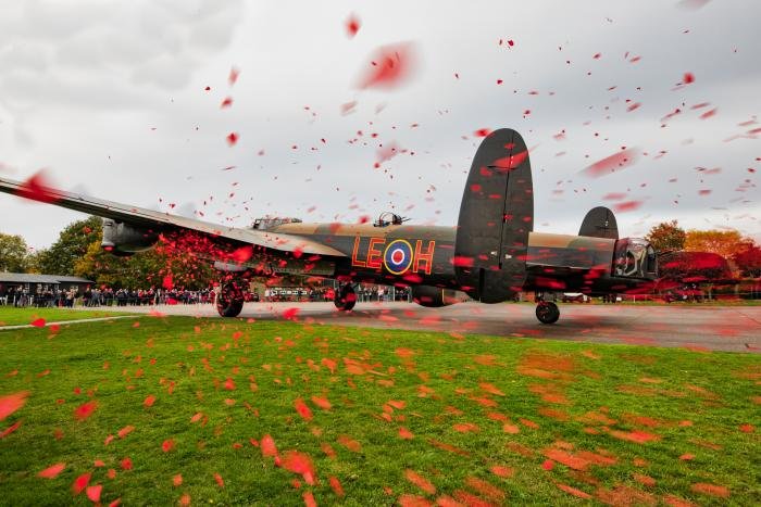 Lancaster B.VII NX611 was the centrepiece at East Kirkby's recent poppy drop