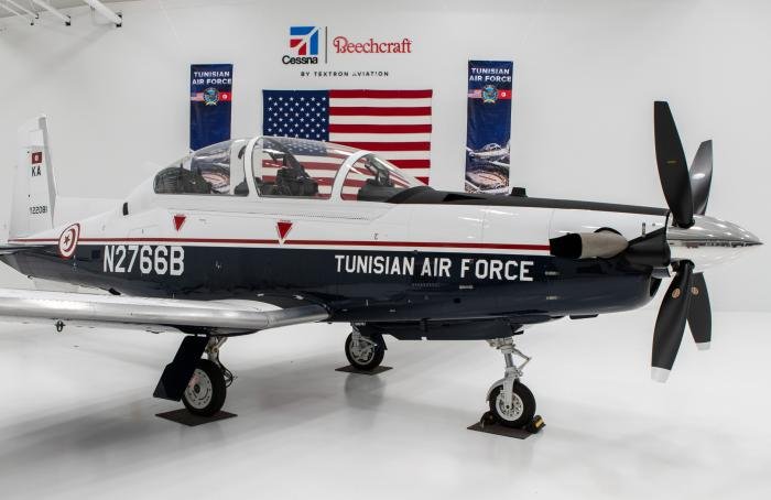 Textron Aviation Defense announced that the Tunisian Air Force had received its first Beechcraft T-6C Texan II (serial Y22081 'KA', US registration N2766B) on November 8, 2022.