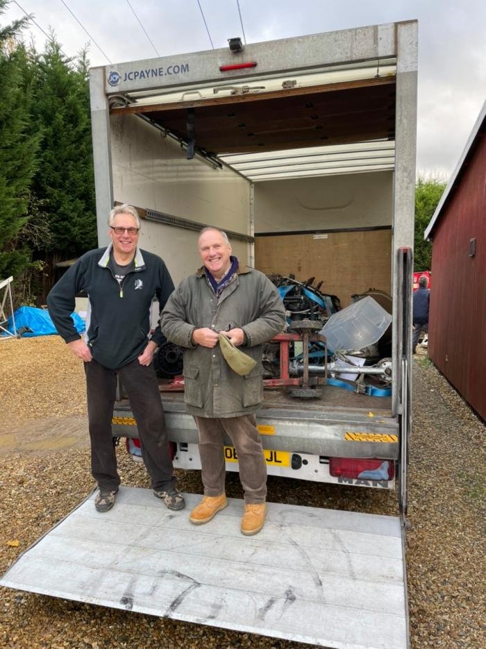 Sywell’s Andy Shemans (left) with Fenland’s Roger Farmer – plus the recently delivered items