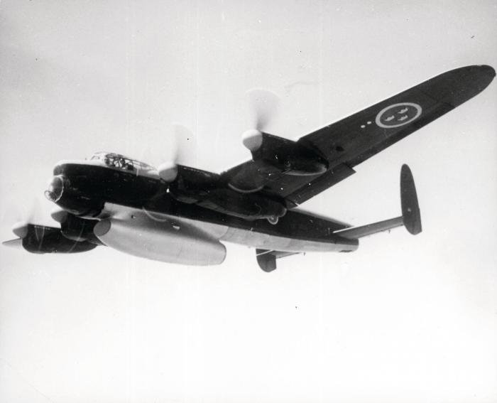 The Tp 80 Lancaster with the jet engine nacelle blanked off.