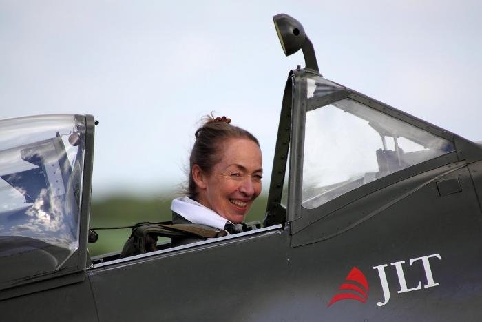 Carolyn Grace in the cockpit of ML407 at Duxford's Spring Airshow in 2011