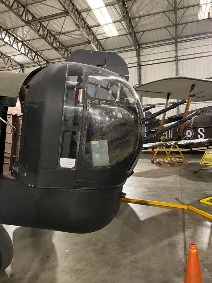 The logbook was temporarily placed in the rear turret of Elvington’s Halifax as a mark of respect