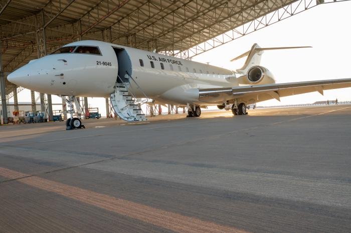 The 430th EECS 'Black Wolves' received its latest and newest Bombardier E-11A BACN (serial 21-9045) when the aircraft arrived at Prince Sultan Air Base in Saudi Arabia on December 16, 2022.