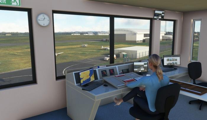 The control tower features interior modelling.
