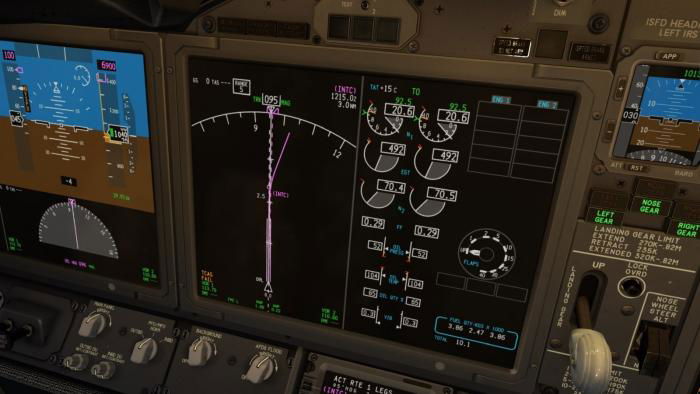 The captain’s and first officer’s positions are fully simulated with high-definition displays.