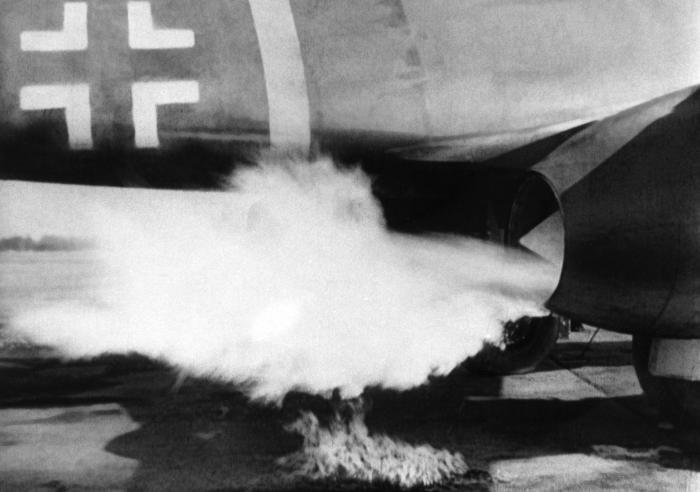 A typically fiery engine start on a Me 262A-1.