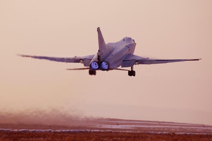 The latest Tu-22M3 Backfire-C to be delivered to the RuASF's LRA command takes flight following its upgrade.