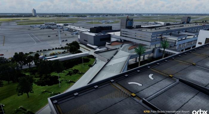 All airport buildings are accurately modelled.