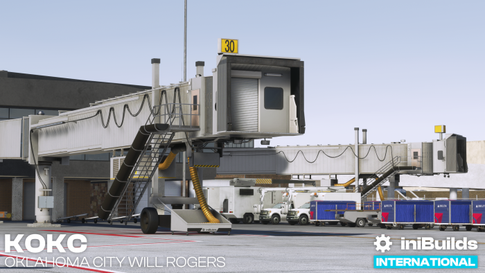 Details such as animated jetways and airline parking positions are included.