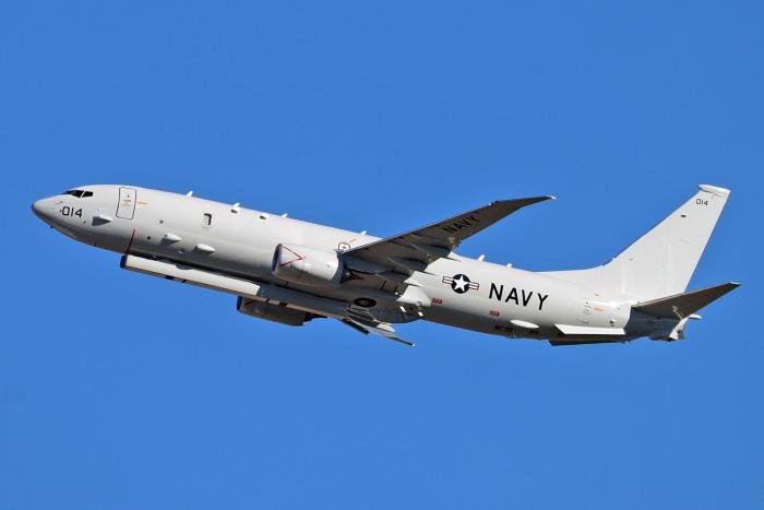 Boeing P-8A Poseidon (BuNo 170014) of the US Navy's BUPERS-SDC and NAWC-23 conducts circuit training at Perot Field Fort Worth Alliance Airport in Fort Worth, Texas, on January 26, 2023. This aircraft replaced the last P-3C BMUP+ Orion (BuNo 161589) at Dallas Love Field, Texas.