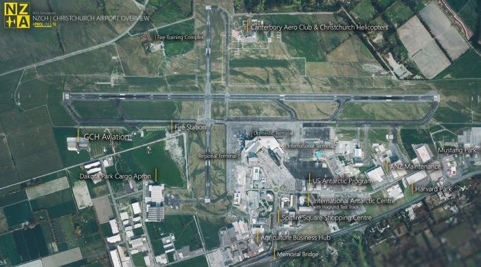 An overview of Christchurch International Airport.
