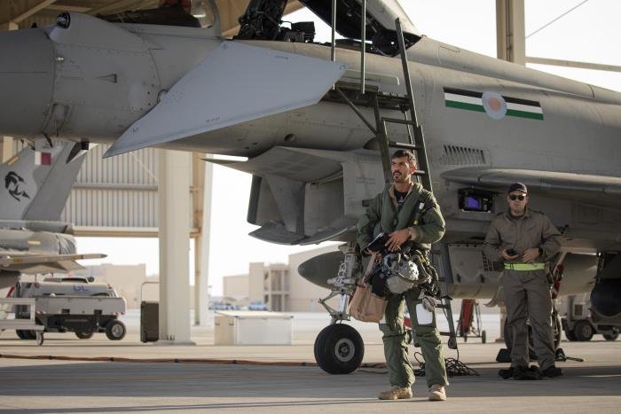 A Qatari Emiri Air Force pilot looks on