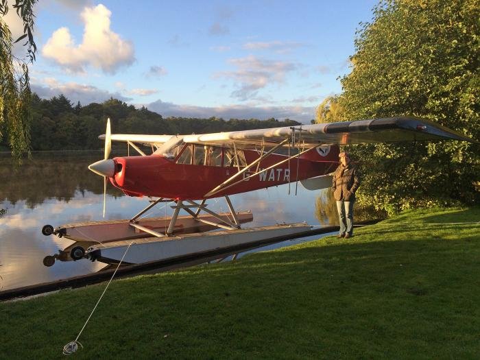 Anna Walker with the Clipper Seaplanes Aviat Husky, G-WATR, which she and Pete Kynsey will be flying to Windermere.