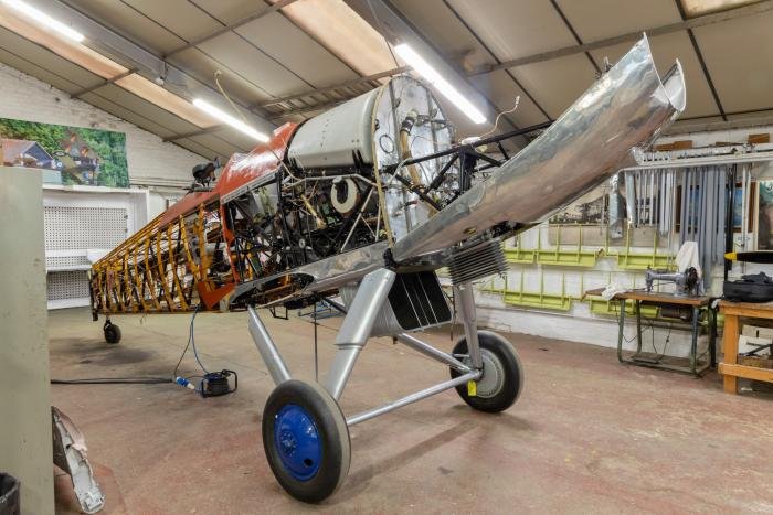 The Hawker Hind, pictured in February, is being restored to fly from Old Warden