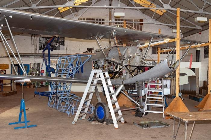 The early stages of the restoration. The Hind pictured at Old Warden in 2020