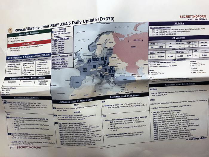 Один день на войне. Многие из документов «Утечки Пентагона» представляют собой ежедневную информацию о ключевых событиях на театре военных действий.