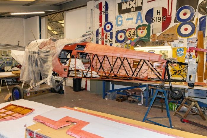 The latest work has seen fabric being applied to the aircraft's fuselage