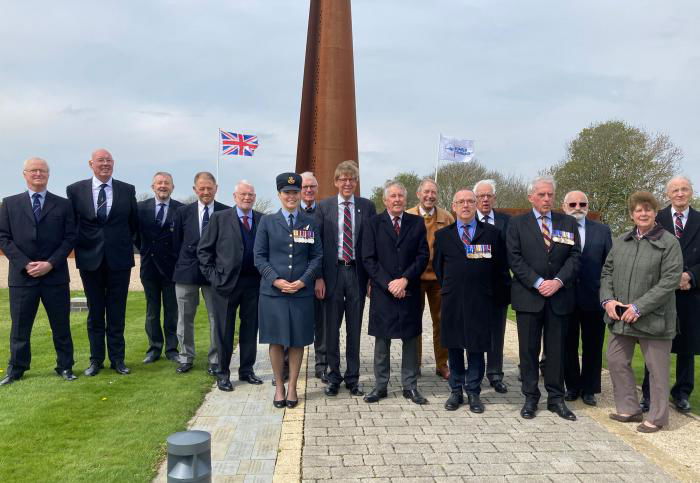 The No 8 Squadron veterans and current CO gather at Lincoln's IBCC.