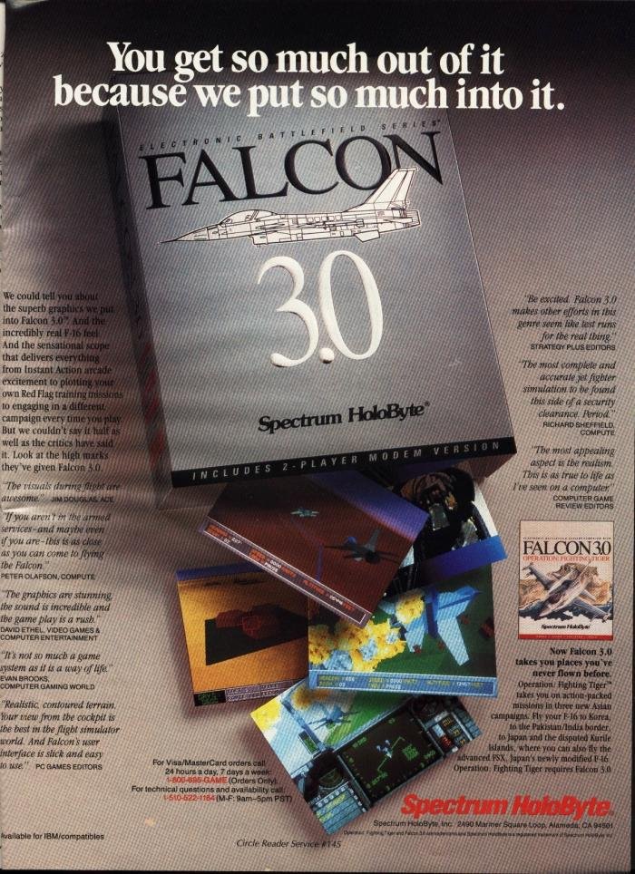 A contemporary magazine advert for Falcon 3.0.