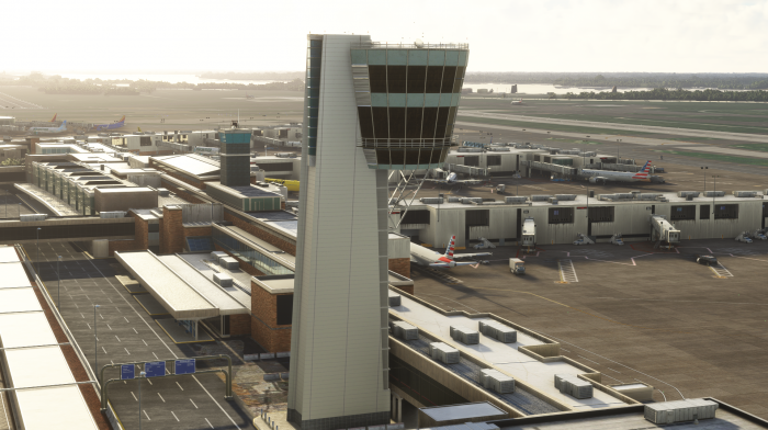 The control tower is recreated in detail.