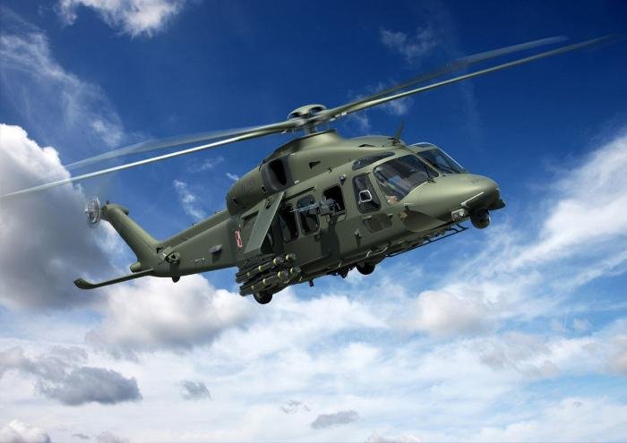 A digital rendering of a Polish AW149 equipped with AGM-114R2 Hellfire air-to-ground missiles. The munition has been purchased to equip both of the Polish Army's future AW149 and AH-64E fleets.