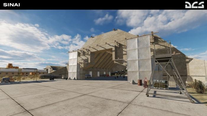 The hangars are recreated both inside and out.